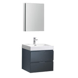 Fresca FVN8324GG Fresca Valencia 24" Dark Slate Gray Wall Hung Modern Bathroom Vanity w/ Medicine Cabinet