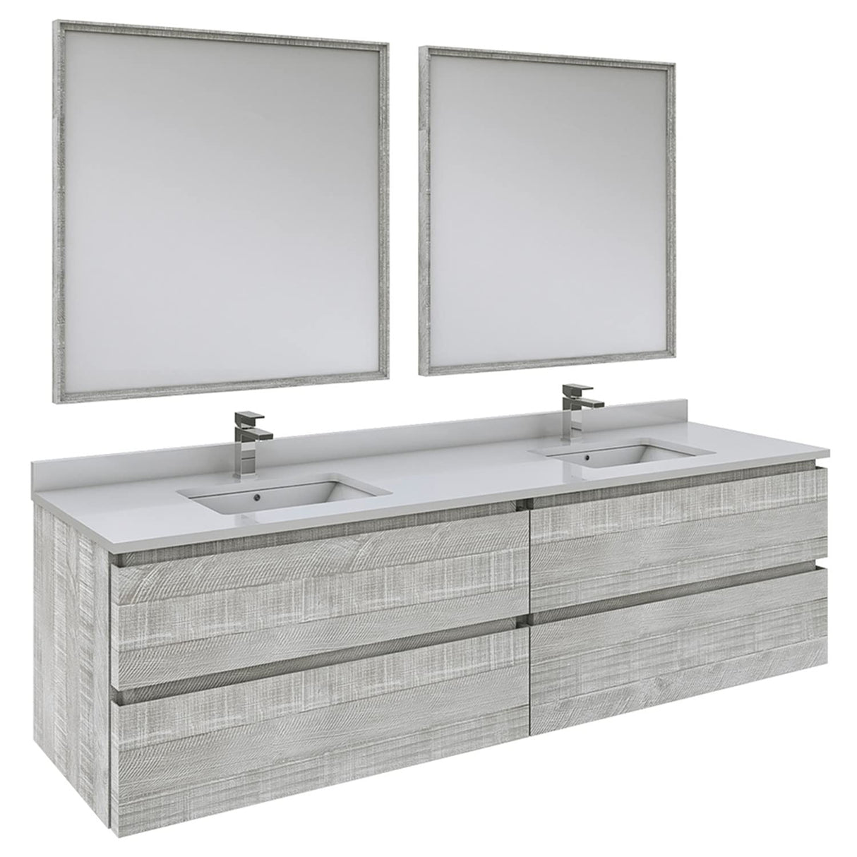 Fresca FVN31-3636ASH Fresca Formosa 72" Wall Hung Double Sink Modern Bathroom Vanity w/ Mirrors in Ash
