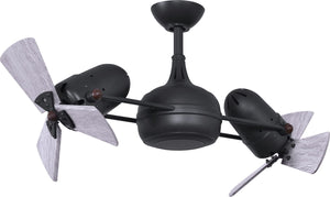Matthews Fan DG-BK-WDBW Dagny 360° double-headed rotational ceiling fan in Matte Black finish with solid barn wood blades.