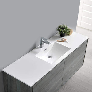 Fresca FVN9260OG-S Fresca Catania 60" Ocean Gray Wall Hung Single Sink Modern Bathroom Vanity w/ Medicine Cabinet