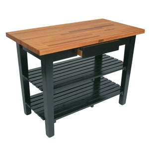 John Boos OC3625-D-2S-BK OAK C TBL 36X25X1-1/2 W/FJ DWR 2SHF BLACK QUICK SHIP
