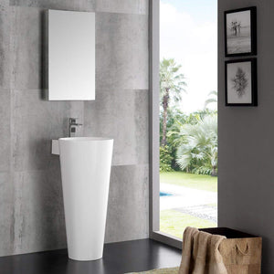 Fresca FVN5022WH Fresca Messina 16" White Pedestal Sink w Medicine Cabinet - Modern Bathroom Vanity