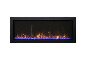 Amantii BI-30-XTRASLIM Panorama Xtraslim Full View Smart Electric  - 30" Indoor /Outdoor WiFi Enabled  Fireplace, featuring a MultiFunction Remote, Multi Speed Flame Motor, Glass Media & a Black Trim