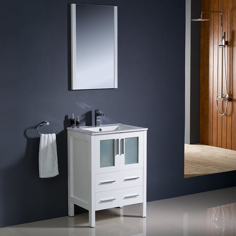 Fresca FVN6224WH-UNS Fresca Torino 24" White Modern Bathroom Vanity w/ Integrated Sink
