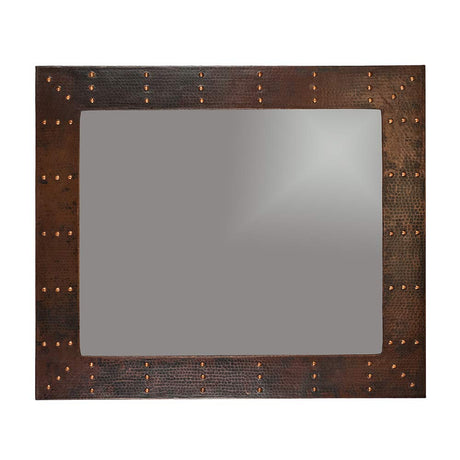 Premier Copper Products MFREC3631-RI 36-Inch Hand Hammered Rectangle Copper Mirror with Hand Forged Rivets