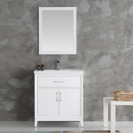 Fresca FVN2130WH Fresca Cambridge 30" White Traditional Bathroom Vanity w/ Mirror