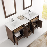 Fresca FVN21-241224WH Fresca Cambridge 60" White Double Sink Traditional Bathroom Vanity w/ Mirrors