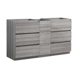 Fresca FCB93-241224HA-D Fresca Lazzaro 60" Glossy Ash Gray Free Standing Double Sink Modern Bathroom Cabinet