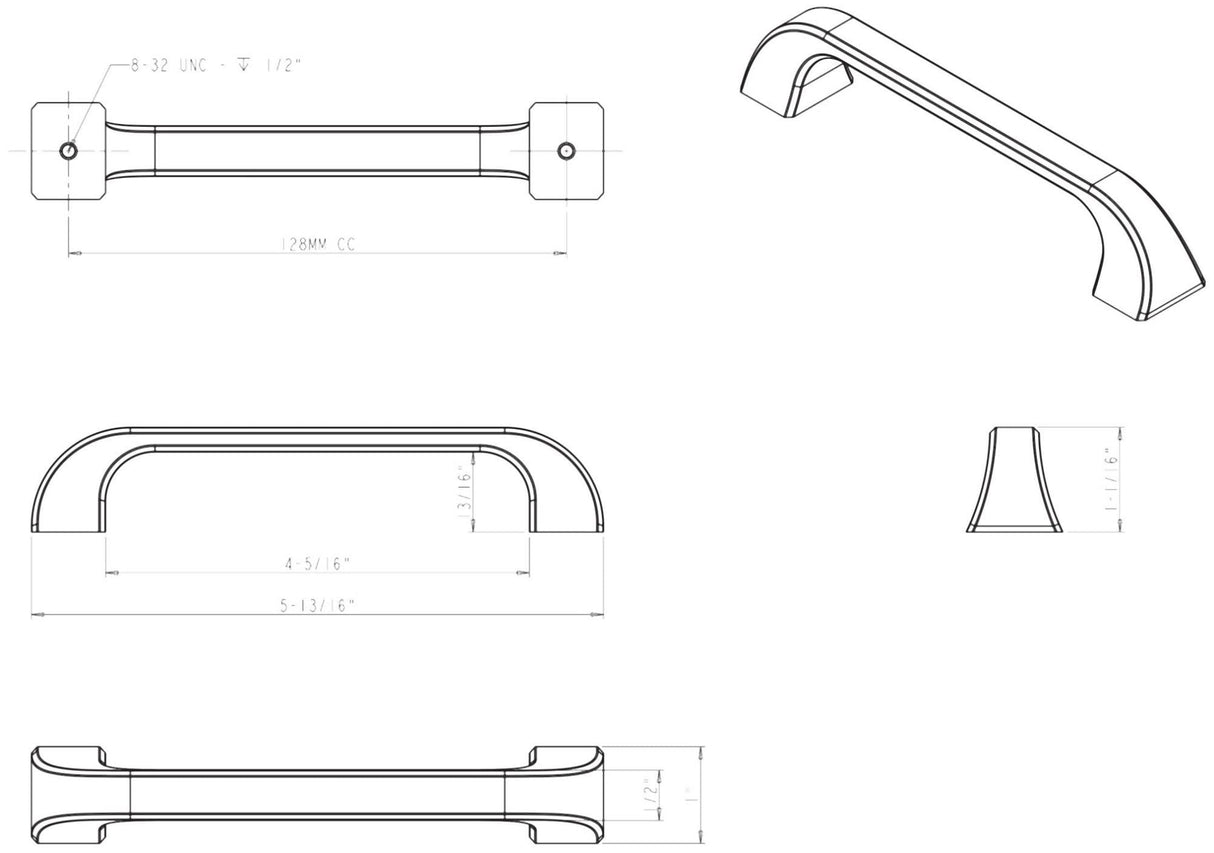 Jeffrey Alexander 972-128NI 128 mm Center-to-Center Polished Nickel Square Marlo Cabinet Pull