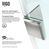 VIGO VG6012BNCL36WL 48.13" -36.13" W -78.75" H Frameless Hinged Rectangle Shower Enclosure with Clear 0.38" Tempered Glass and Stainless Steel Hardware in Brushed Nickel Finish and Base