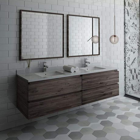 Fresca FVN31-3636ACA Fresca Formosa 72" Wall Hung Double Sink Modern Bathroom Vanity w/ Mirrors