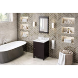 Jeffrey Alexander VKITAST24ESWCR 24" Espresso Astoria Vanity, White Carrara Marble Vanity Top, undermount rectangle bowl