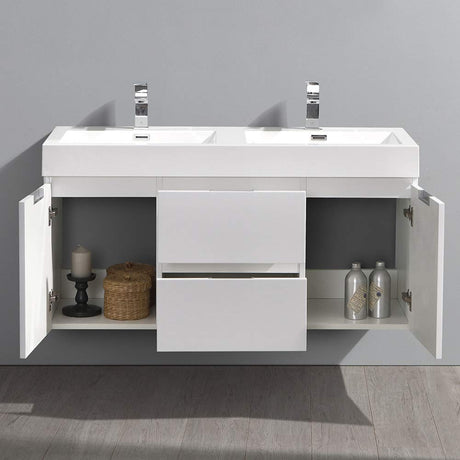 Fresca FCB8348GO-D-I Fresca Valencia 48" Gray Oak Wall Hung Double Sink Modern Bathroom Vanity