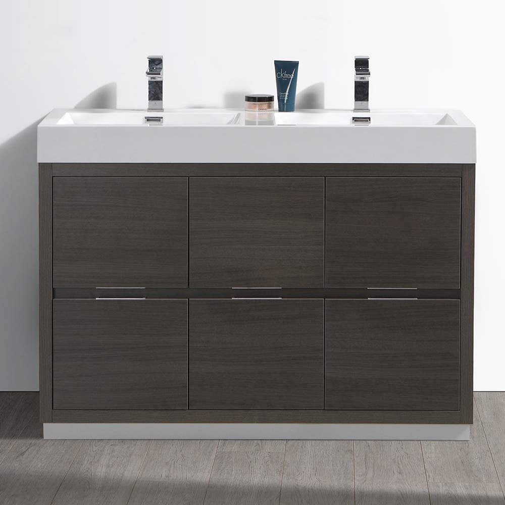 Fresca FCB8448GO-D-I Fresca Valencia 48" Gray Oak Free Standing Double Sink Modern Bathroom Vanity
