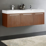 Fresca FCB8093GW-D Fresca Vista 60" Walnut Wall Hung Double Sink Modern Bathroom Cabinet