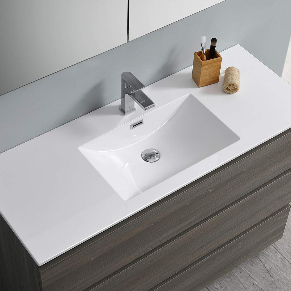 Fresca FCB9348RW-I Fresca Lazzaro 48" Rosewood Free Standing Modern Bathroom Cabinet w/ Integrated Sink