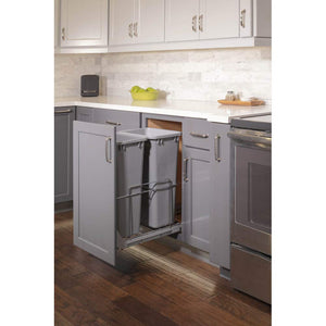 Hardware Resources WC-EMBM-D50G 50qt Wire Double Trashcan Pullout with Soft-close Slides