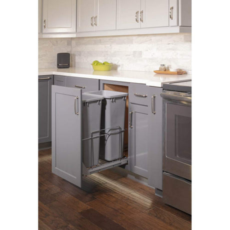 Hardware Resources WC-EMBM-D50G 50qt Wire Double Trashcan Pullout with Soft-close Slides