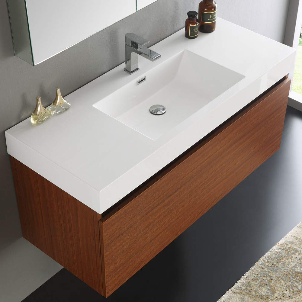 Fresca FVN8011WH Fresca Mezzo 48" White Wall Hung Modern Bathroom Vanity w/ Medicine Cabinet