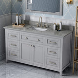 Jeffrey Alexander VKITCHA60SGRSGR 60" Grey Chatham Vanity, Steel Grey Cultured Marble Vanity Top, undermount rectangle bowl