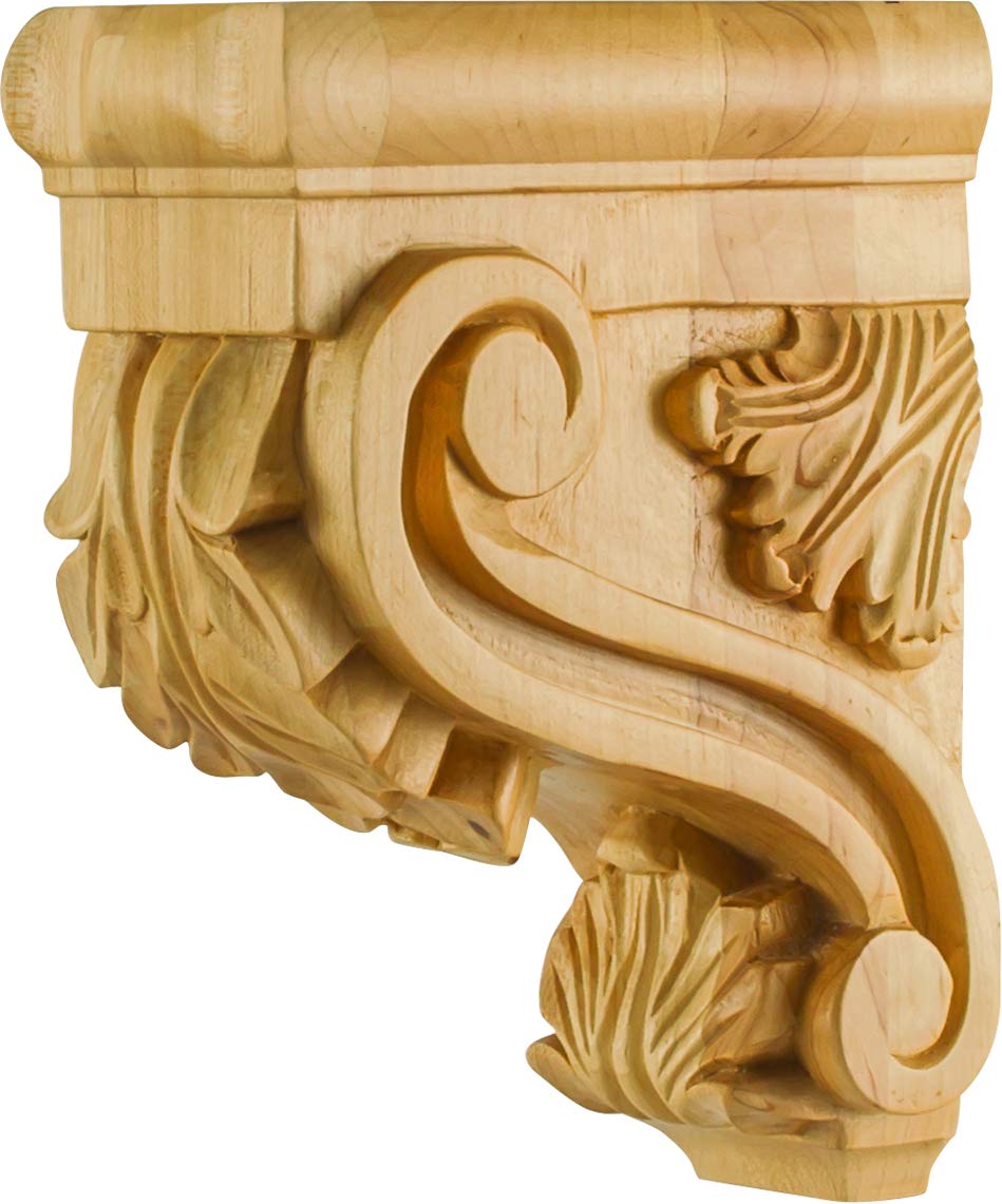 Hardware Resources CORE-2-RW 3" W x 6" D x 8" H Rubberwood Acanthus Corbel