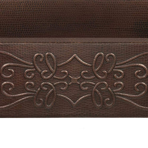 Premier Copper Products KASDB33229S 33-Inch Hammered Copper Kitchen Apron Single Basin Sink with Scroll Design, Oil Rubbed Bronze