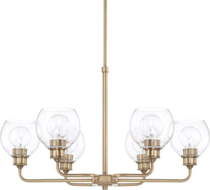 Capital Lighting 421161AD-426 Mid Century 6 Light Chandelier Aged Brass