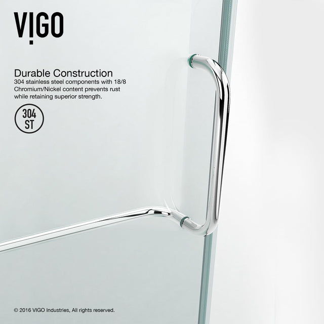 VIGO 36 in. x 36 in. x 79 in. Monteray Frameless Hinged Square Shower Enclosurewith Clear 0.38" Tempered Glass and Hardware in Chrome Finish with ReversibleHandle and Base - VG6011CHCL363W