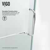 VIGO VG6012CHCL36WR 48.13" -36.13" W -78.75" H Frameless Hinged Rectangle Shower Enclosure with Clear 0.38" Tempered Glass and Stainless Steel Hardware in Chrome Finish and Base
