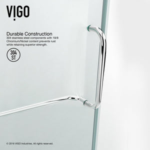 VIGO VG6012CHCL36WR 48.13" -36.13" W -78.75" H Frameless Hinged Rectangle Shower Enclosure with Clear 0.38" Tempered Glass and Stainless Steel Hardware in Chrome Finish and Base