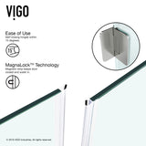 VIGO VG6012BNCL36WL 48.13" -36.13" W -78.75" H Frameless Hinged Rectangle Shower Enclosure with Clear 0.38" Tempered Glass and Stainless Steel Hardware in Brushed Nickel Finish and Base