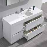 Fresca FVN8460GO Fresca Valencia 60" Gray Oak Free Standing Modern Bathroom Vanity w/ Medicine Cabinet