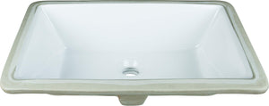 Hardware Resources H8910WH 18-1/2" L x 11-1/8" W White Rectangle Undermount Porcelain Bathroom Sink With Overflow