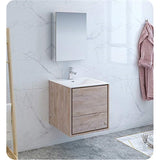 Fresca FVN9224RNW Fresca Catania 24" Rustic Natural Wood Wall Hung Modern Bathroom Vanity w/ Medicine Cabinet