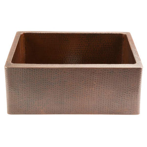 Premier Copper Products KASDB25229 25-Inch Copper Hammered Kitchen Apron Single Basin Sink, Oil Rubbed Bronze