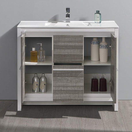 Fresca FCB8140HA-I Fresca Allier Rio 40" Ash Gray Modern Bathroom Cabinet w/ Sink