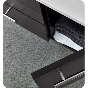 Fresca FVN6136ES-UNS-L Fresca Lucera 36" Espresso Wall Hung Undermount Sink Modern Bathroom Vanity w/ Medicine Cabinet - Left Version