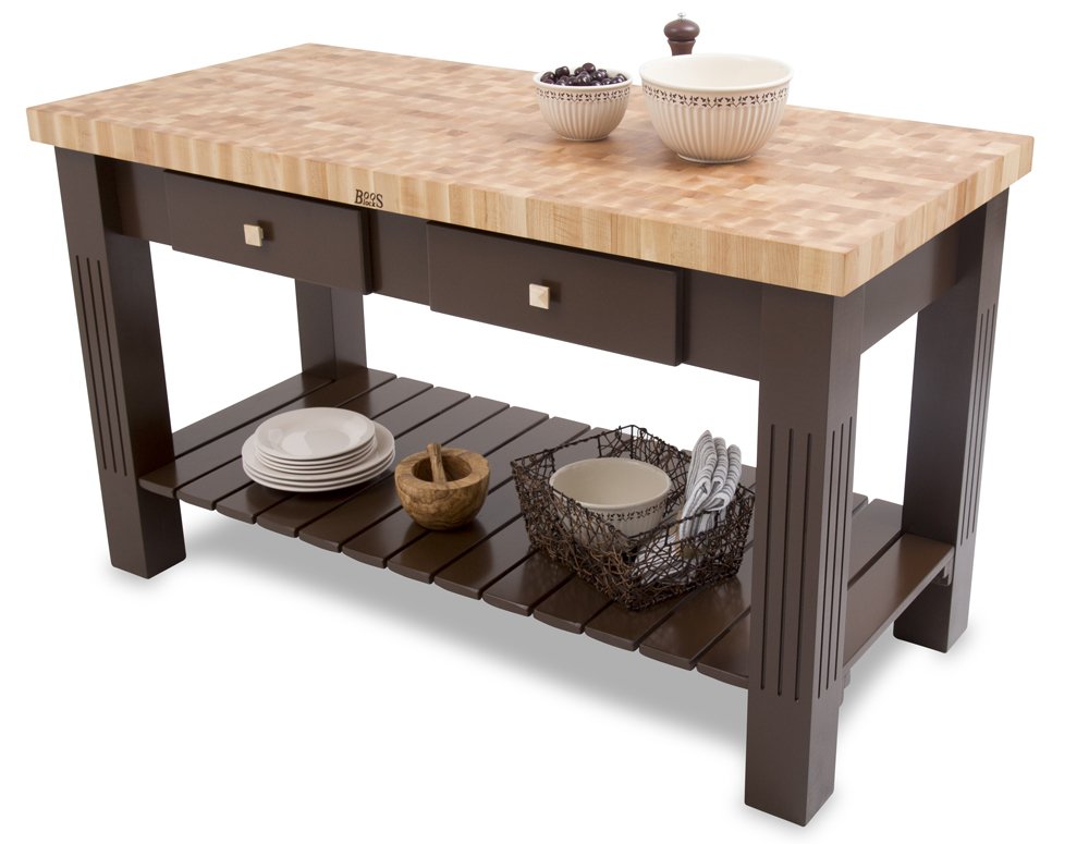 John Boos GRZ6028-CR End-Grain Maple Grazzi Table - 60" x 28" 2.25" Butcher Block Top, Cherry Stained Base