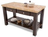 John Boos GRZ6028-SG End-Grain Maple Grazzi Table - 60" x 28" 2.25" Butcher Block Top, Slate Gray Base