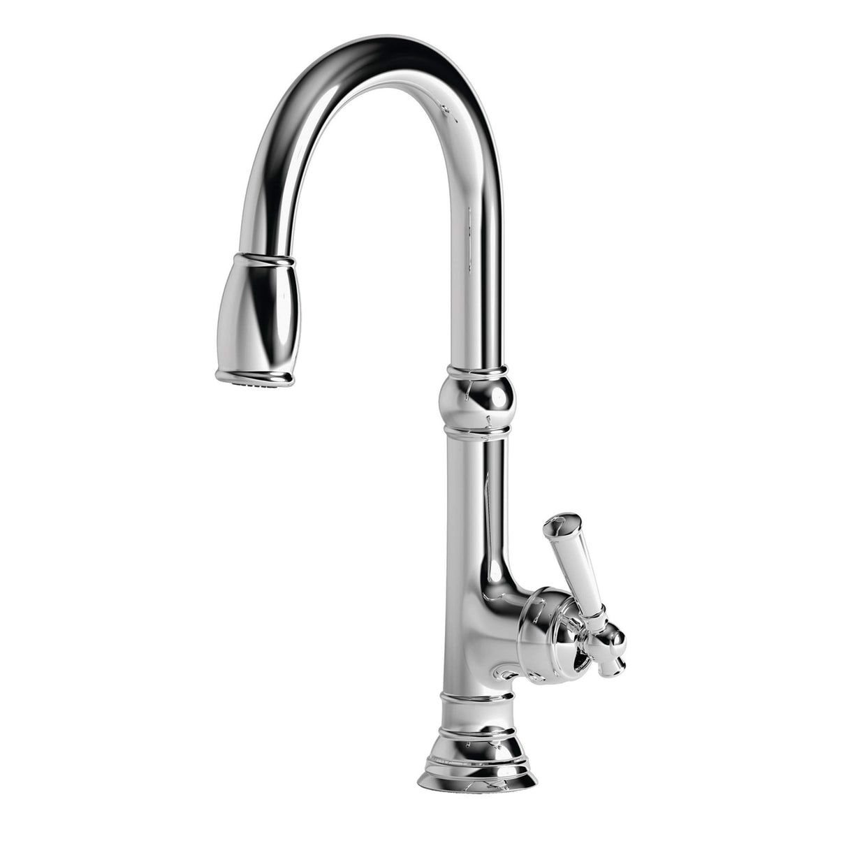 Newport Brass 2470-5103 Jacobean Kitchen Faucet with Metal Lever Handle and Pull, Polished Chrome