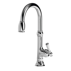 Newport Brass 2470-5103 Jacobean Kitchen Faucet with Metal Lever Handle and Pull, Polished Chrome