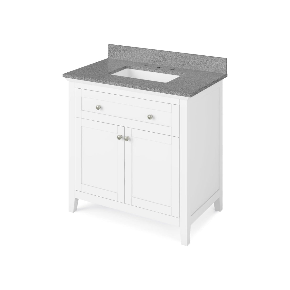 Jeffrey Alexander VKITCHA36WHSGR 36" White Chatham Vanity, Steel Grey Cultured Marble Vanity Top, undermount rectangle bowl