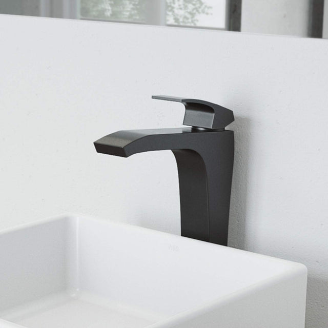 VIGO Blackstonian 11.625 inch H Single Hole Single Handle Bathroom Faucet in Matte Black - Vessel Sink Faucet VG03018MB