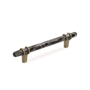 Amerock Cabinet Pull Marble Black/Golden Champagne 5-1/16 inch (128 mm) Center-to-Center Carrione 1 Pack Drawer Pull Drawer Handle Cabinet Hardware