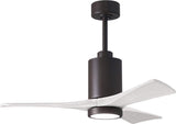 Matthews Fan PA3-TB-MWH-42 Patricia-3 three-blade ceiling fan in Textured Bronze finish with 42” solid matte white wood blades and dimmable LED light kit 