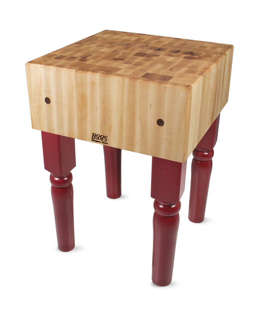 John Boos AB02-CR Traditional AB Standing Block - 10" Thick Maple Butcher Block, 24"W x 18"D, Cherry Stained Legs BLOCK 24X18X10-