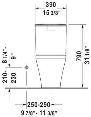 Duravit 2160010000 Durastyle One-Piece Toilet Bowl with 12" Rough-In, 14 5/8" x 27 1/2", Dual Flush (Bowl Only)