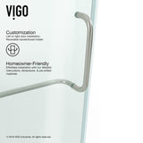 VIGO Adjustable 60 - 66 in. W x 72 in. H Frameless Pivot Rectangle Shower Door with Clear Tempered Glass and St. Steel Hardware in Brushed Nickel Finish with Reversible Handle - VG6042BNCL66
