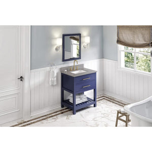 Jeffrey Alexander VKITWAV30BLSGR 30" Hale Blue Wavecrest Vanity, Steel Grey Cultured Marble Vanity Top, undermount rectangle bowl