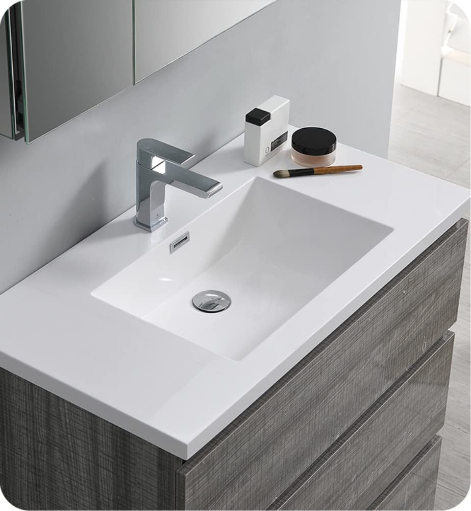 Fresca FCB9336HA Fresca Lazzaro 36" Glossy Ash Gray Free Standing Modern Bathroom Cabinet